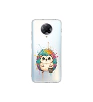 Poco F2 Pro ile Uyumlu Splash Kirpi Tasarımlı Şeffaf Silikon Kılıf