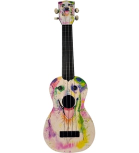 Hawaiian U202-dog Çocuk Gitarı - Köpek Figürlü (eğitim - 30 İnç)  6 Telli Naylon Yapı, Sevimli Grafik Tasarım, Başlangıç Seviyesi İçin İdeal Klavye  Ölçü: 30 İnç / 76 Cm (1/4 Boy - 4-7 Yaş Arası İçin)