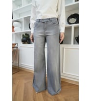 1067-Denim Bol Paça Pantolon Gri