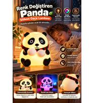 Renkli Işık Modlu Silikon Panda Gece Lambası Dokunmatik Kontrollü Sevimli Dekoratif