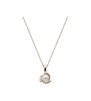 Zirkon Taşlı Doğal İnci Kolye (Rose)