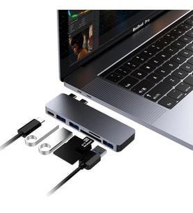 MacBook Pro 2016-2018 Modelleriyle Uyumlu USB Hub Dönüştürücü Çoğaltıcı (USB TYPE-C SD ve Micro SD) (Siyah)