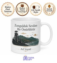 Zonguldak Memleket Temalı Kişiye Özel Baskılı Kupa Bardak Hediye