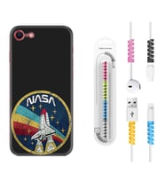 Apple iPhone 5 6 7 8 Plus Se XR Kılıf Kablo Koruma Spiral Silikon Nasa 1326