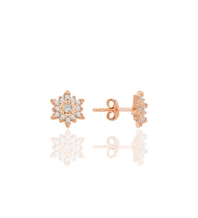 Gümüş rose zirkon taşlı mini kar tanesi küpe SGTL12588ROSE
