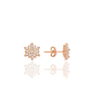 Gümüş rose zirkon taşlı mini kar tanesi küpe SGTL12588ROSE