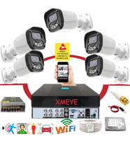 Bises 5 li Araç Yüz ve İnsan Tanımalı Hareket Algılayan 5 MP Lens 4 Warm Led Gece Renkli Gösteren Güvenlik Kamera Seti BS2304W