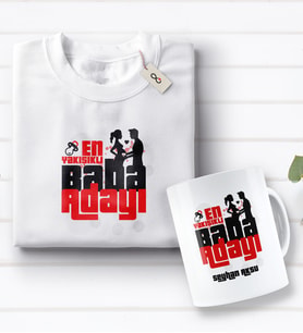 BK Gift Kişiye Özel En Yakışıklı Baba Adayı Tasarımlı Beyaz Tişört ve Kupa Seti-1 (Model 1)