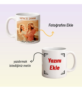 Kişiye Özel Fotoğraflı ve Yazılı Seramik Kupa Bardak (Parlak Beyaz)