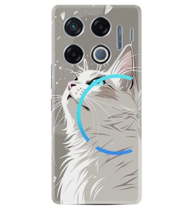 Infinix GT 20 Pro Kılıf Boutique Baskılı Resimli Beyaz Kedi Pcode -061