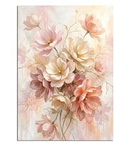 Pastel Tonlarda Yumuşak Çiçek Demeti Dekoratif Kanvas - Mdf Ahşap Tablo