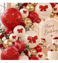 Kırmızı Gold Fiyonk Balon Süsü 28’li