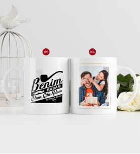 BK Gift Kişiye Özel Babalar Günü Hediyesi Fotoğraflı Kupa Bardak-25 (Beyaz)