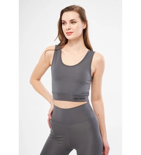 Lesa Wear Halter Yaka Spor Sütyeni Crop Top (Füme)
