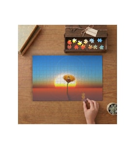 Çiçekli Güneş Manzarası Tasarımı 240 parça Ahşap Puzzle Ahşap Kutuda MP02586