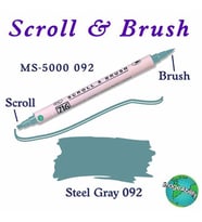 Zig Scroll & Brush Çift Çizgi ve Fırça Uçlu Kaligrafi ve Gölgeleme Kalemi 092 Steel Gray 