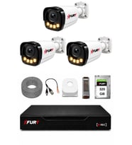 FURY 3 Kameralı Güvenlik Kamera Seti 4 Warm LED Gece Renkli Görüş 320 GB HDD