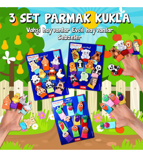 3 Set - 30 Parça Tox Evcil , Vahşi Hayvanlar ve Sebzeler Parmak Kukla T772 T782 T104