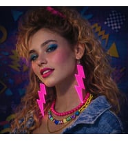 80’ler 90&amp;#39;lar Retro Neon Pembe Şimşek Küpe 10 cm