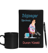 Bilgisayar Öğretmenlerine Özel Defter Kalem & Siyah Varil Kupa Hediye Seti