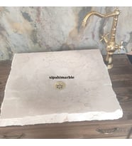 Bej Mermer Kare Tasarım Lavabo (Bej-Bej-Bej)