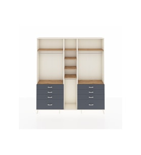 Arges Dolap 8 Raflı 8 Çekmeceli 3 Askılı 220x30x243 Aytaşı-Çam/Antrasit