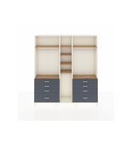 Arges Dolap 8 Raflı 8 Çekmeceli 3 Askılı 220x30x243 Aytaşı-Çam/Antrasit