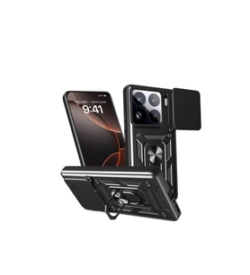 Mi 15 Kılıf Pars Lens Yüzüklü - Siyah