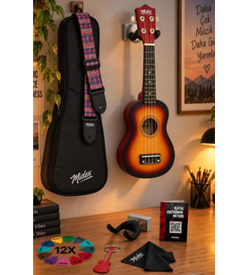 Midex UKX-901SB Sunburs Soprano Ukulele (Askı Çanta Metod Pena)
