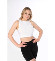 MyBen Kadın Beyaz Halter Yaka Örme T-shirt Ky03 KY03