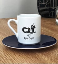 Kişiye Özel Cat Mom Türk Kahvesi Fincanı Kedi Annesi -5- (Lacivert)