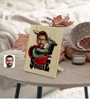 BK Gift Kişiye Özel Şövalye Karikatürlü Dekoratif Ahşap Çerçeve Model 1