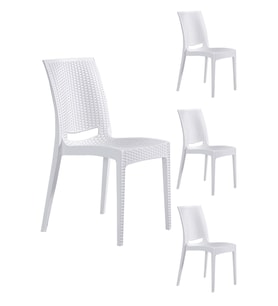 4 Adet Rattan Beyaz Sandalye / Balkon-Bahçe-Teras