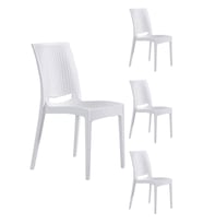 4 Adet Rattan Beyaz Sandalye / Balkon-Bahçe-Teras