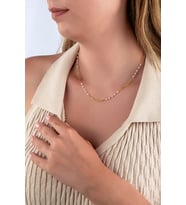 Minimal İncili Ataş Zincirli İnce Gold Kolye