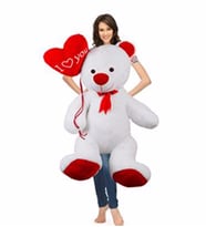 110 cm Kalp Balonlu Aşık Bobo (Beyaz)