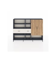 Arges Dolap 10 Raflı 2 Çekmeceli 2 Kapaklı 220x30x163 Antrasit-Çam/Aytaşı