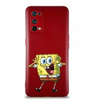 Realme 7 Pro Soft Premier Kapak Sünger Bob Tasarımlı Silikon Kılıf - Mürdüm (Şeffaf)