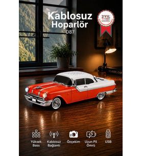 Torima Bluetooth Hoparlör Retro Klasik Araba Tasarımlı 10W FM USB Selfie Speaker D87 Turuncu