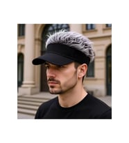 Valkyrie Peruk Görünümlü Saçlı Şapka Unisex Vizör Şapka Gri Saçlı Ayarlanabilir Komik Saç Şapkası Güneşlik