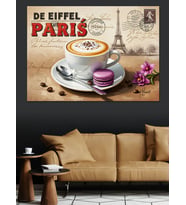 Paris Temalı Kahve Makaron Dekoratif Kanvas - Mdf Ahşap Tablo