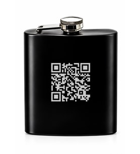 QR Kodlu Gizli Mesajlı Siyah Renkli Paslanmaz Çelik Matara / 6 OZ