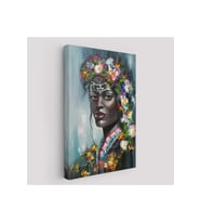 Çiçek Taçlı Afrikalı Kadın Kanvas Tablo-5979