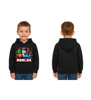 Unisex roblox Baskılı Çocuk Swaetshirt  Baskılı Kapüşonlu 3 İplik Şardonlu (Siyah)
