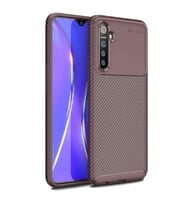 Realme XT Karbon Desenli Negro Silikon Kılıf (Kahverengi)