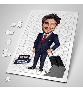 Seyahate Çıkan Erkek Karikatürlü 240 Parça Kişiye Özel  Puzzle