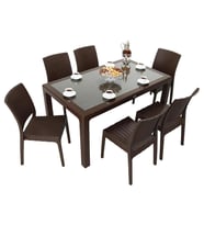 Mandella Elit Rattan 90x150 Elit Sandalye Camlı Masa Takımı KAHVERENGİ