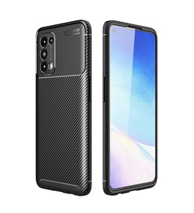 Oppo Reno 5 Kılıf Auto Focus Karbon Kapak - Siyah