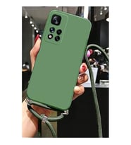 Coverzone Xiaomi Redmi Note 11 Pro Plus 5G ile Uyumlu ?pli Boyun Ask?l? Silikon K?l?f Kadife ?� Yap?l? Dulcet Epiphany boyun �apraz as?labilen ?pli K?l?f Ye?il