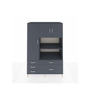 Kronos Dolap 7 Raflı 5 Çekmeceli 3 Kapaklı 132x59x195 Antrasit-Antrasit/Antrasit